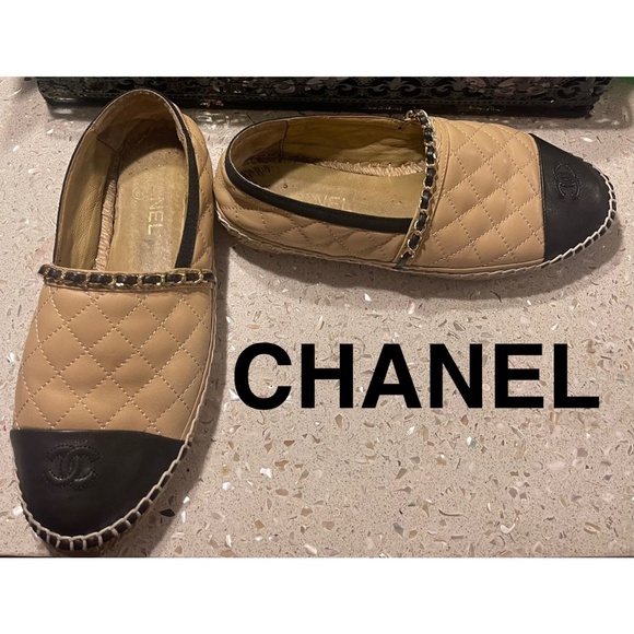 Chanel Leather Espadrilles Brown Black 39 - Picture 1 of 6